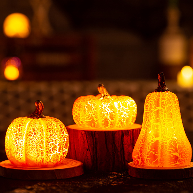 New Halloween Pumpkin Lantern Simulation Pumpkin LED Candle Lamp Resin Luminous Pumpkin — view 3