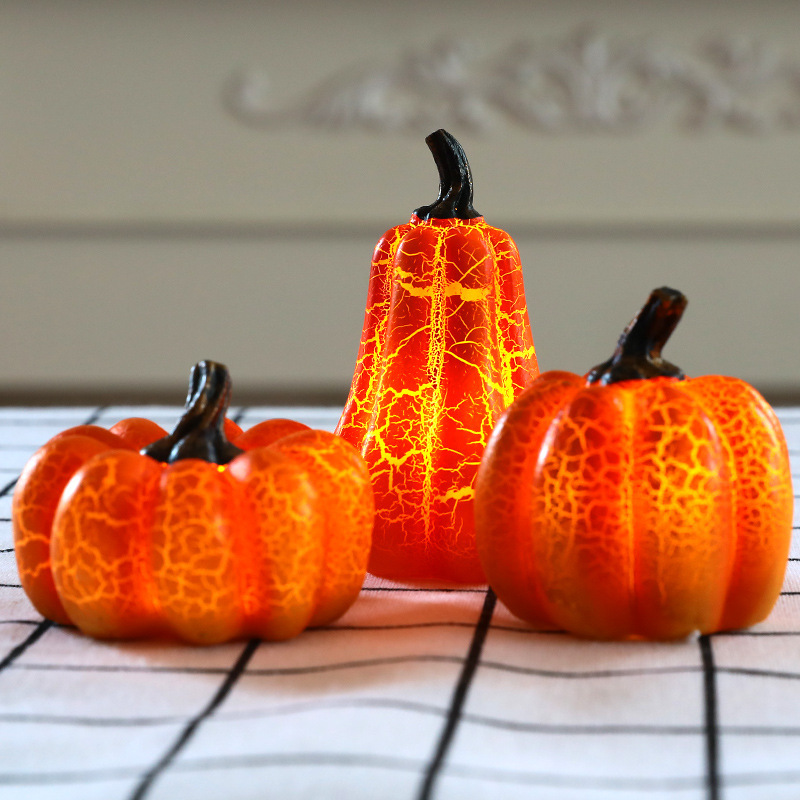 New Halloween Pumpkin Lantern Simulation Pumpkin LED Candle Lamp Resin Luminous Pumpkin — view 4