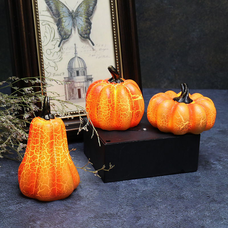 New Halloween Pumpkin Lantern Simulation Pumpkin LED Candle Lamp Resin Luminous Pumpkin — view 5