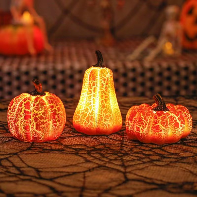 New Halloween Pumpkin Lantern Simulation Pumpkin LED Candle Lamp Resin Luminous Pumpkin — view 6