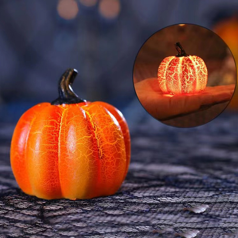New Halloween Pumpkin Lantern Simulation Pumpkin LED Candle Lamp Resin Luminous Pumpkin — view 8