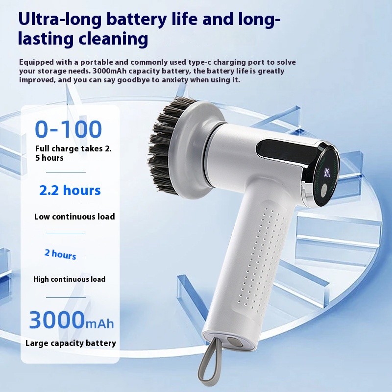 Multifunctional Smart Display Electric Cleaning Brush Wireless Kitchen Sink Cleaning Brush Waterproof Electric Pot Brush Cleaning Tool — view 3