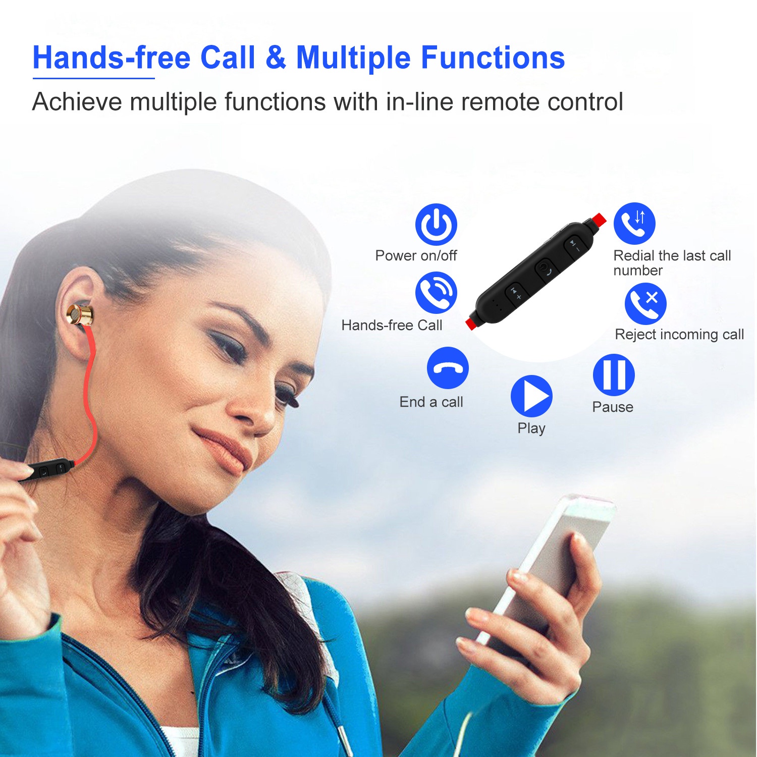 Sport Headsets Wireless V4.1 In-Ear Stereo Headphones Sweat-proof Running Earphones With Mic Hands-free — view 3