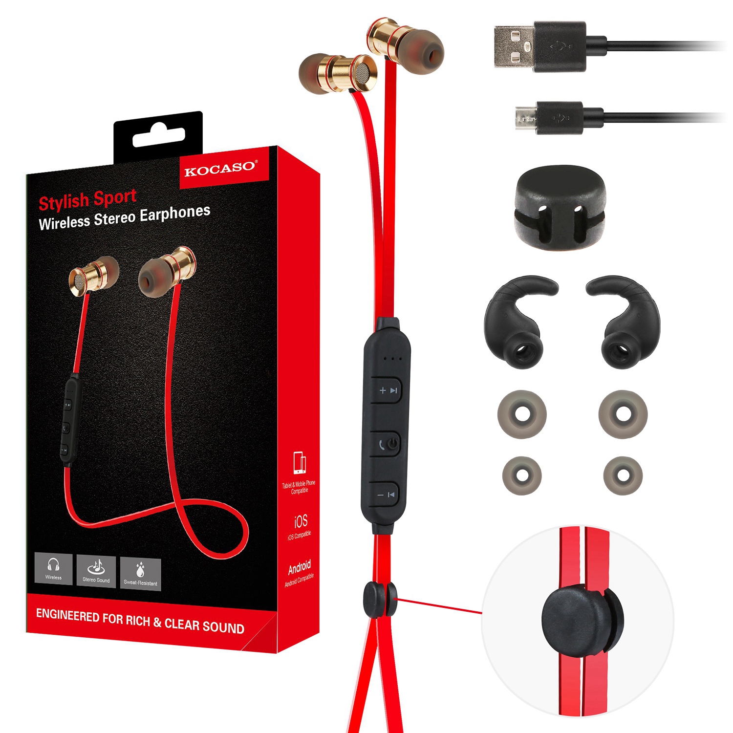 Sport Headsets Wireless V4.1 In-Ear Stereo Headphones Sweat-proof Running Earphones With Mic Hands-free — view 7