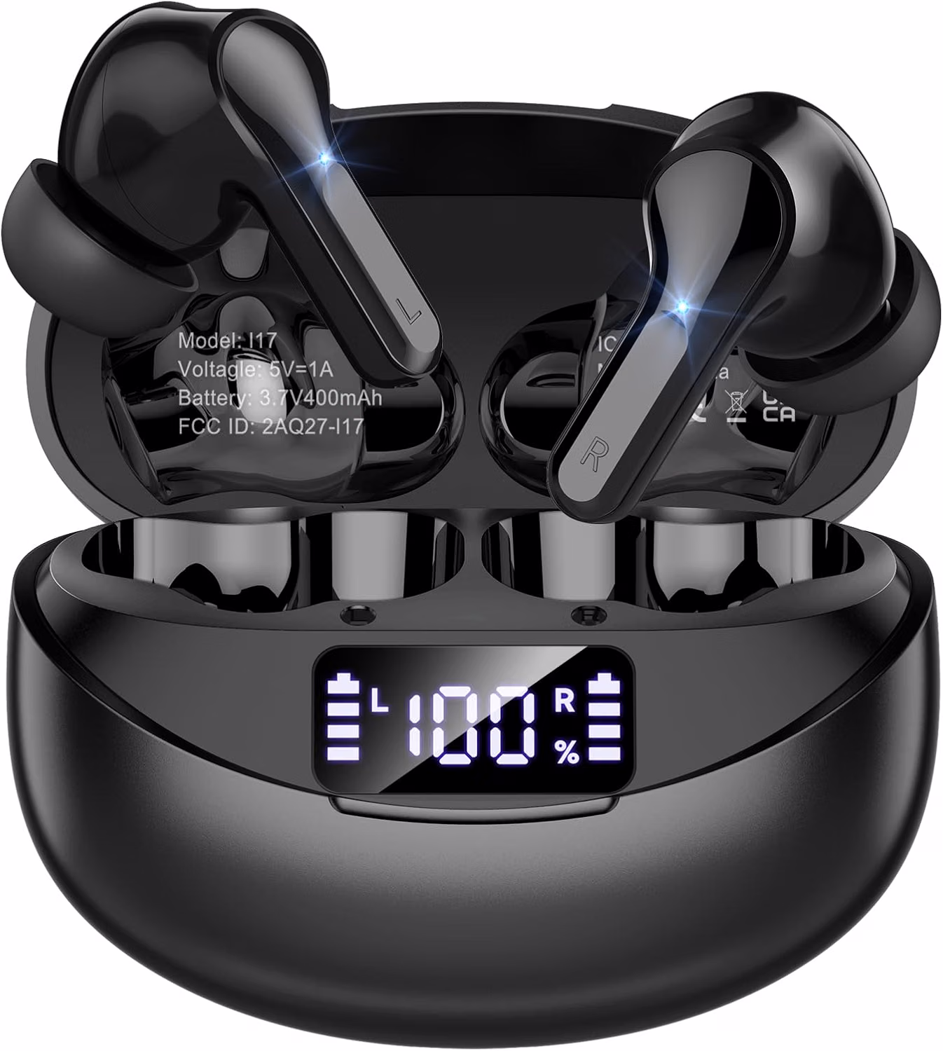 Wireless Earbuds, Bluetooth 5.4 Headphones HiFi Stereo/Crystal Clear, Black