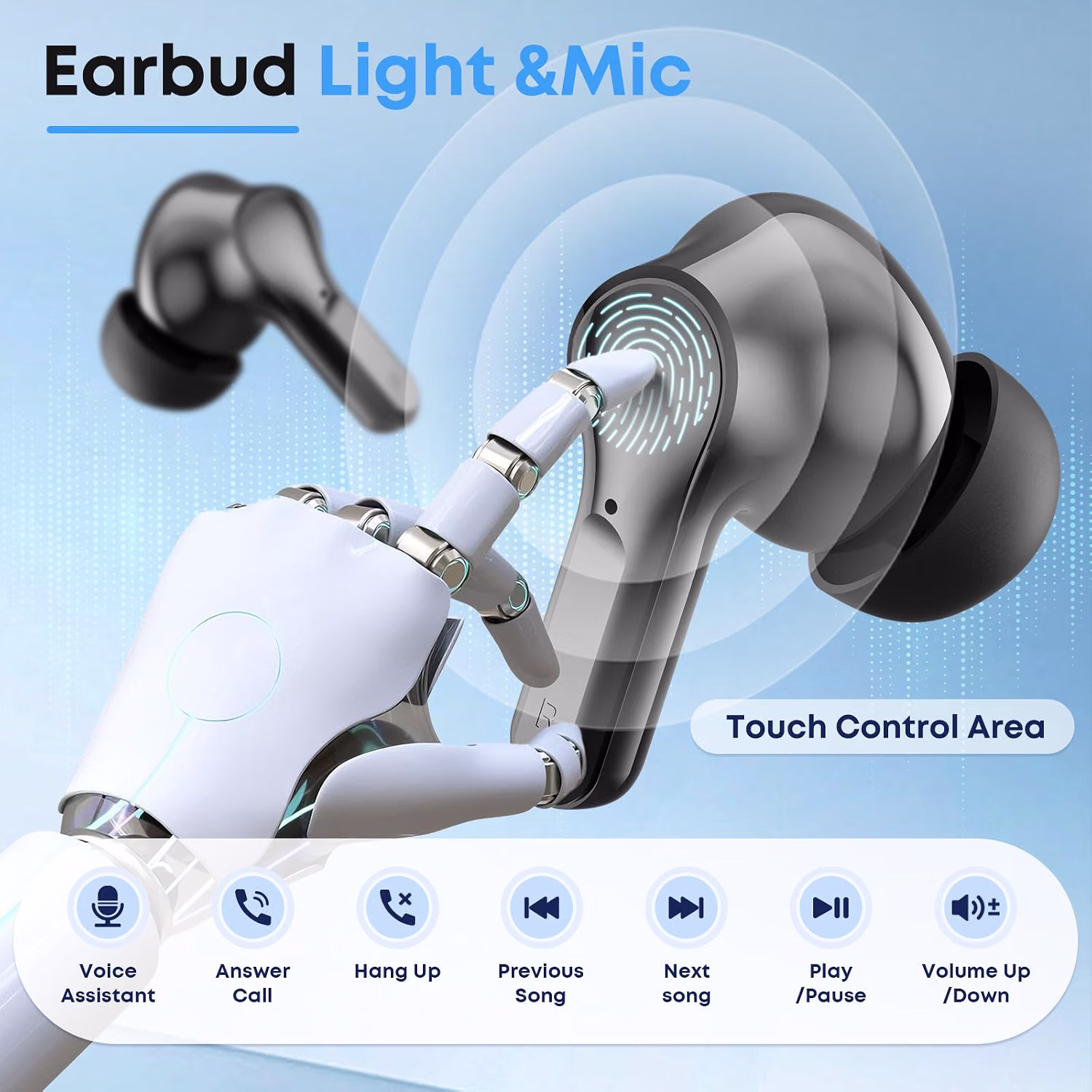 Wireless Earbuds, Bluetooth 5.4 Headphones HiFi Stereo/Crystal Clear, Black — view 7