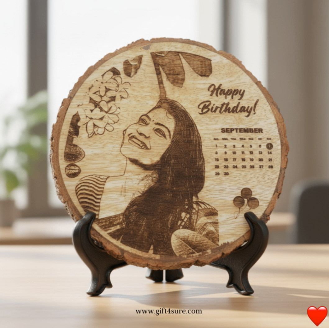 NATURAL WOODEN SLICE PHOTO FRAME thumbnail 1