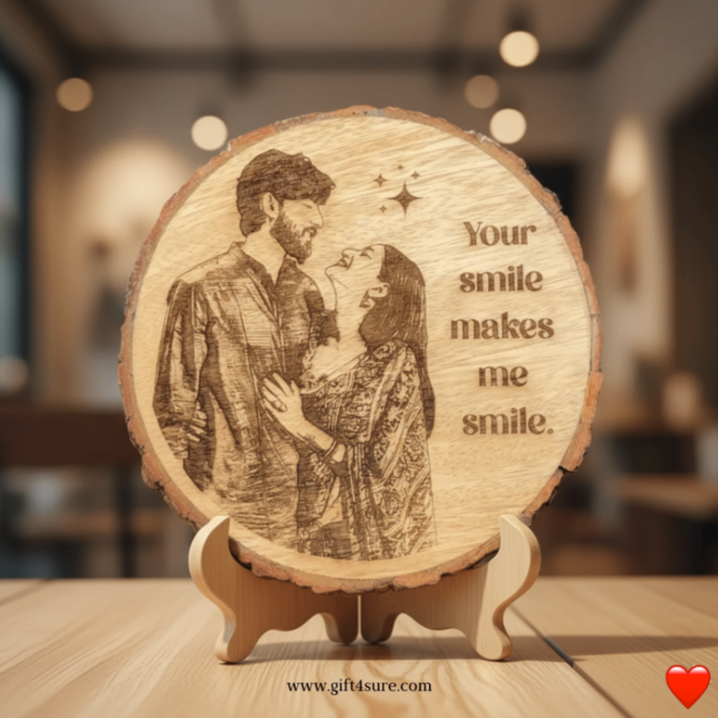 NATURAL WOODEN SLICE PHOTO FRAME thumbnail 2