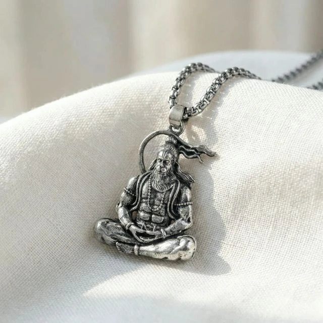 Meditating Hanuman Ji Pendant Necklace thumbnail 2