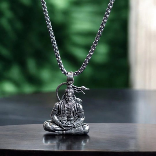 Meditating Hanuman Ji Pendant Necklace