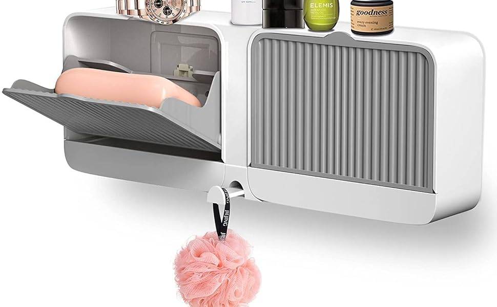 Double Bar Soap Dish with Drainage Boxxx, Premium Plastic Soap Holder, Soap Saver for Shower, Easy Cleaning, Dry,Extend Soap Life,No Drilling Soap Box are Simpleee, Beautiful and Practical 1 Pcs thumbnail 1