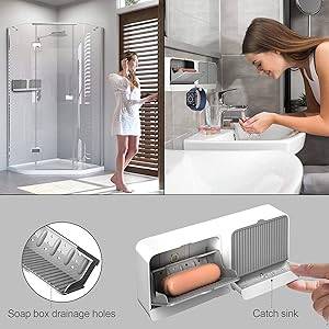Double Bar Soap Dish with Drainage Boxxx, Premium Plastic Soap Holder, Soap Saver for Shower, Easy Cleaning, Dry,Extend Soap Life,No Drilling Soap Box are Simpleee, Beautiful and Practical 1 Pcs thumbnail 5