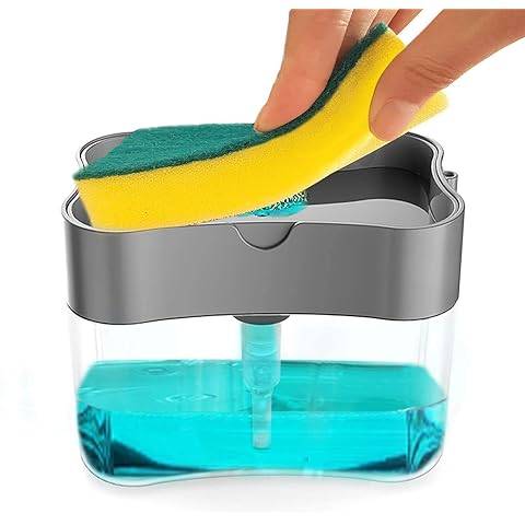 3 in 1 Dish Soap Liquid Pump Dispenser Sponge Holder for Sink Countertop Kitchen Bathroom Multi-Color thumbnail 4