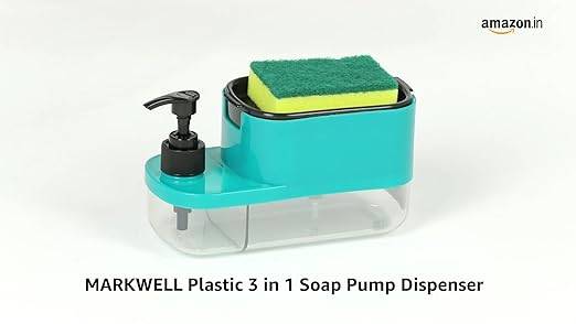 3 in 1 Dish Soap Liquid Pump Dispenser Sponge Holder for Sink Countertop Kitchen Bathroom Multi-Color thumbnail 5