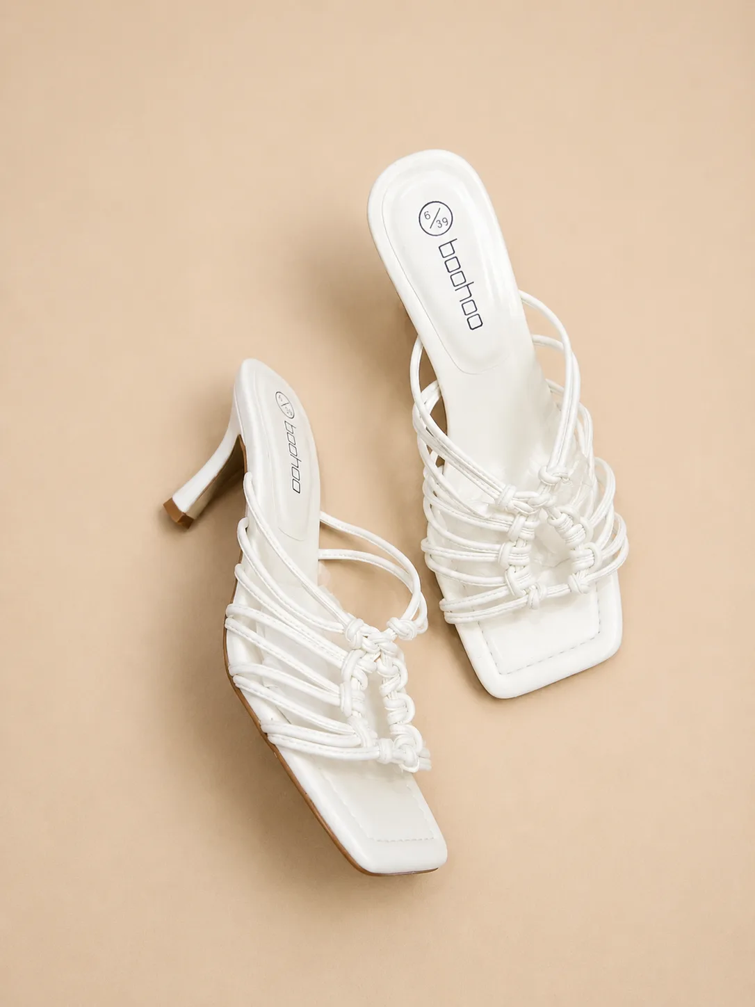 Mules à Talons Blanches Tressées