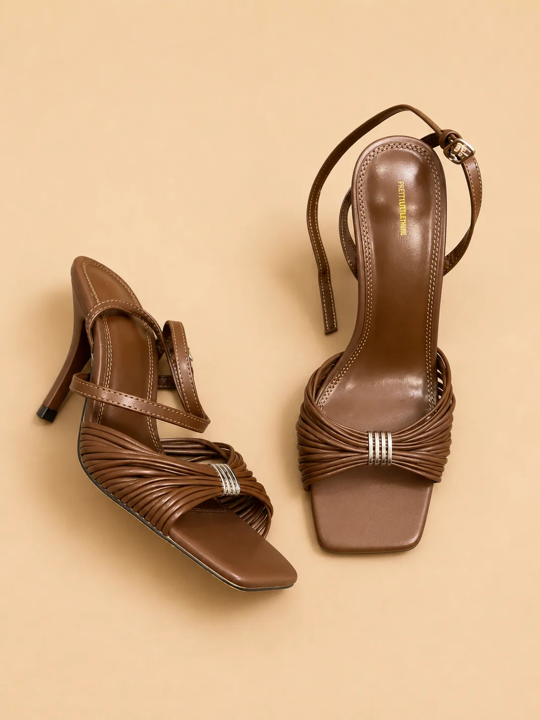Sandales à talons marron élégantes à brides tressées