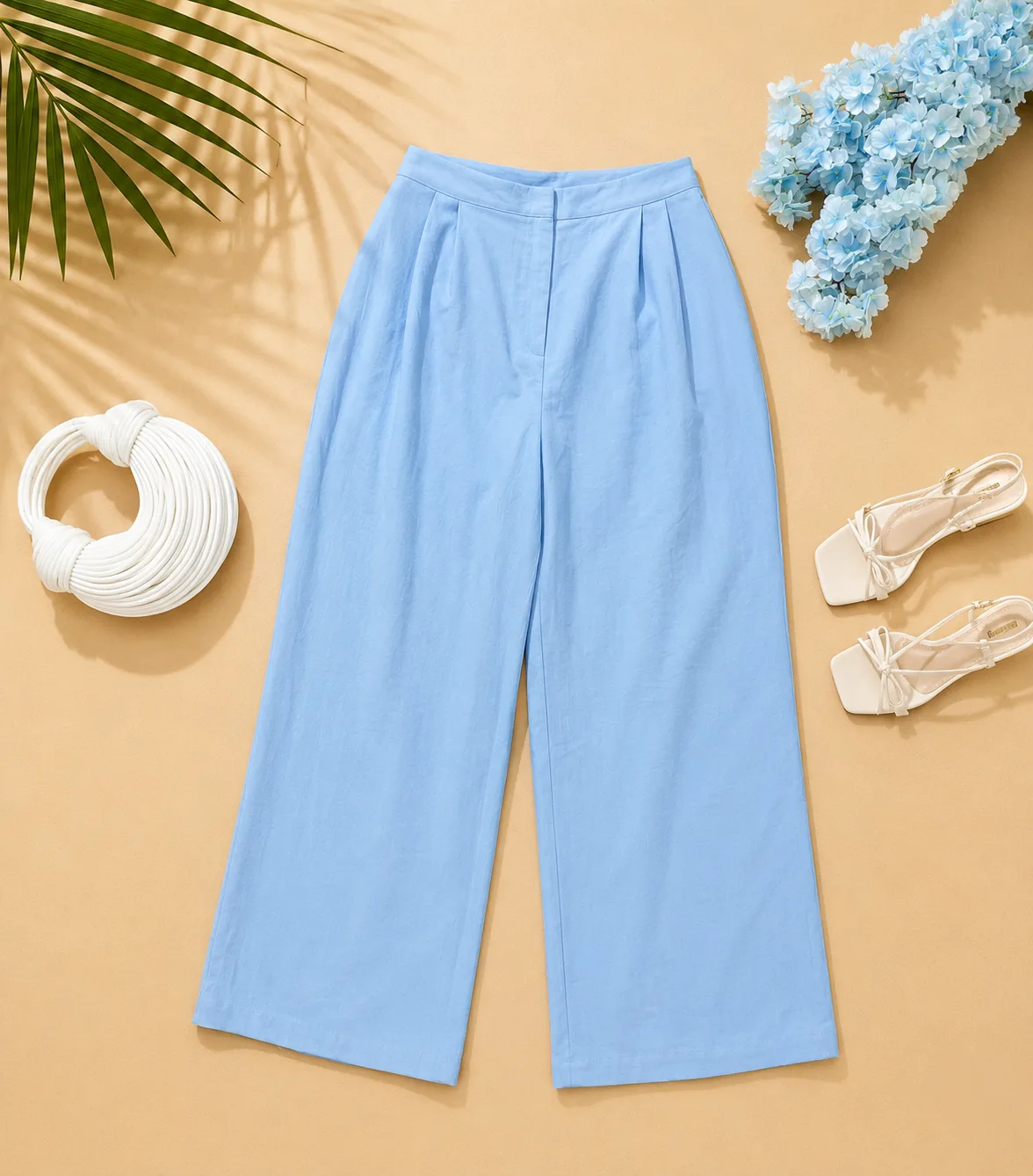 Pantalon palazzo bleu ciel
