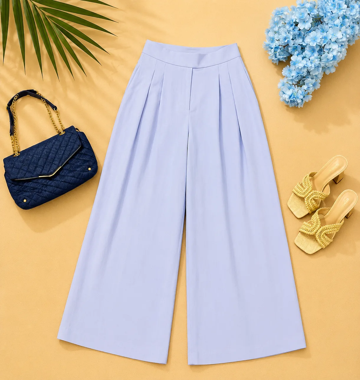 Pantalon palazzo bleu lavande