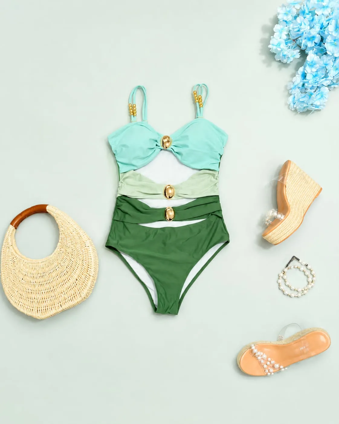 Maillot de Bain Une Pièce Tricolore Élégant