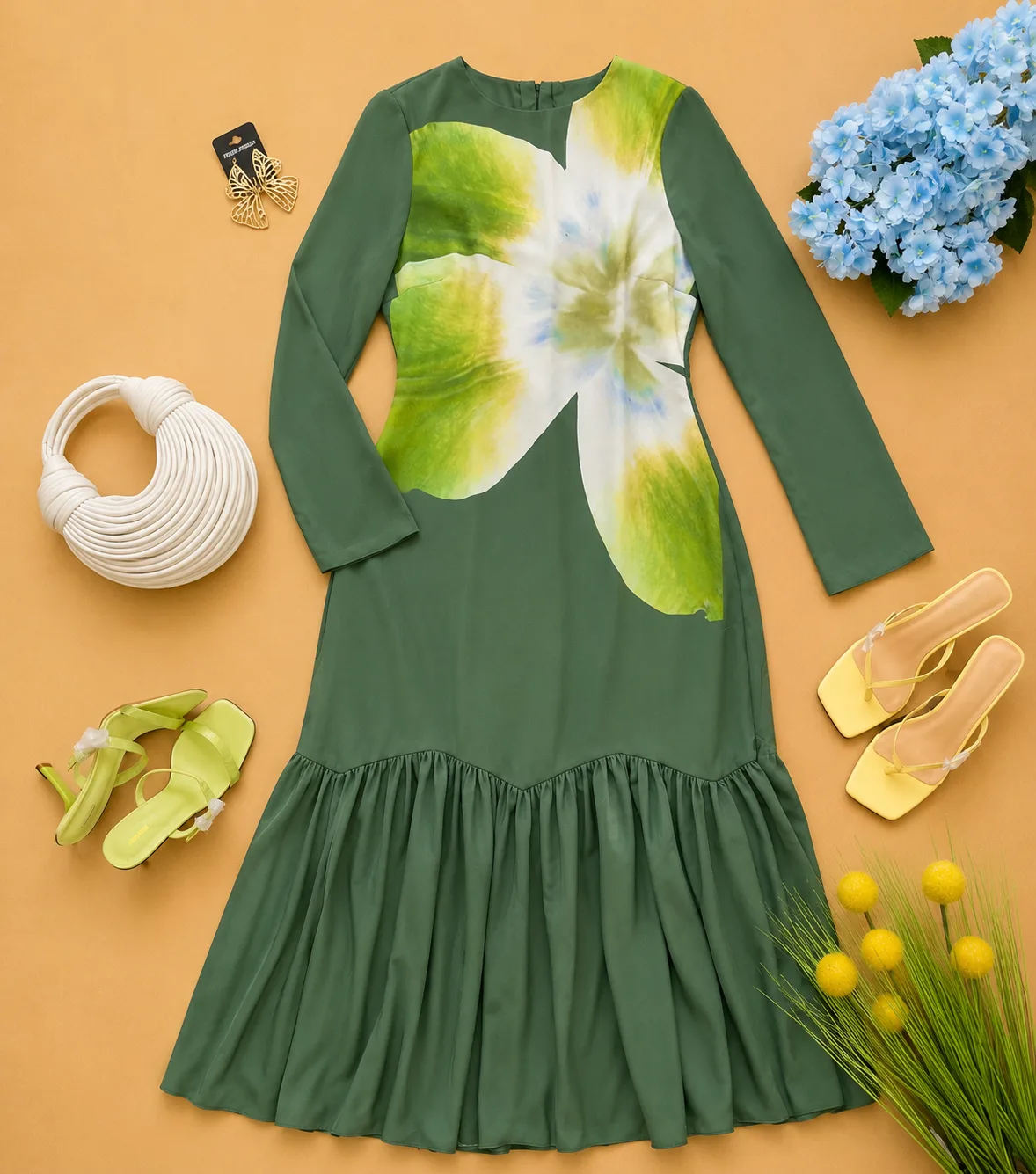Robe Verte Fleurie