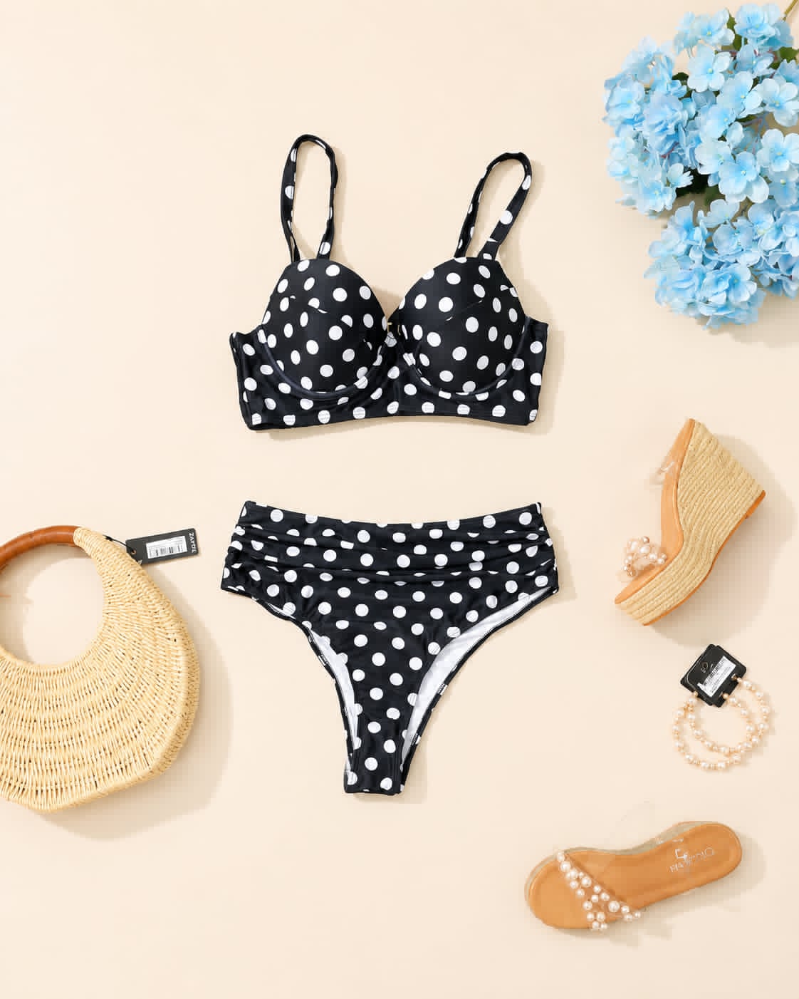 Bikini Taille Haute à Pois – Esprit Rétro Chic