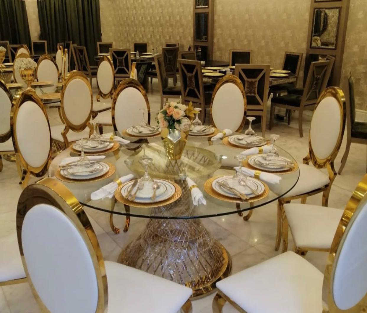طقم طاولة طعام دائرية فاخرة مع كراسي مودرن