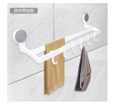 Steel thickened bathroom towel holder with hooks