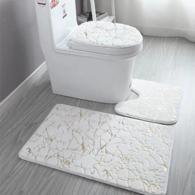 Marble pattern 3pcs bathroom mats