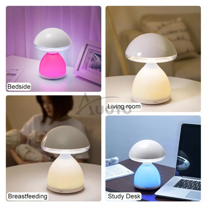 R echargeable Mushroom shaped Decorative  bed side  reading Lamp /Kids Night Light wi