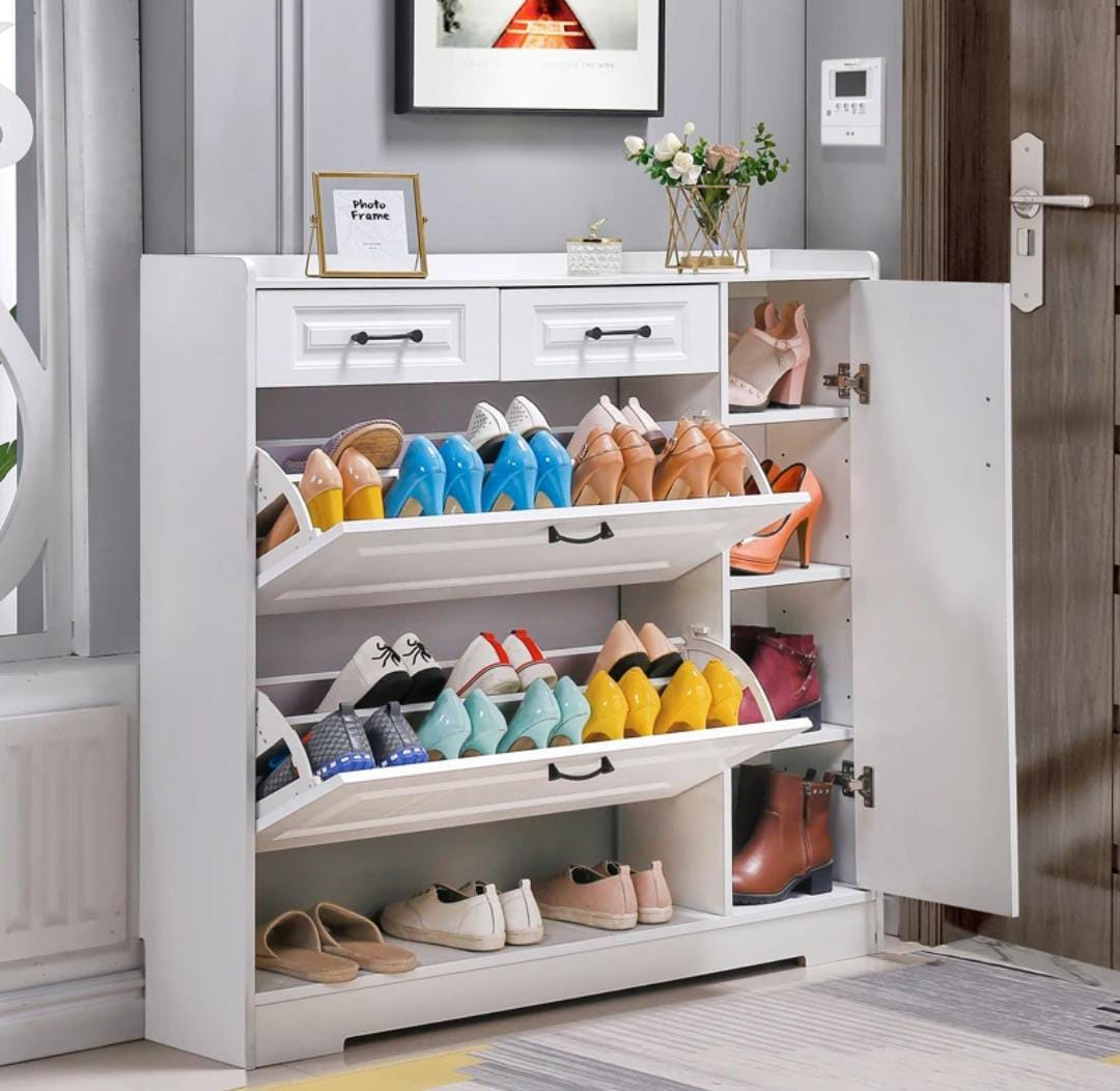 Tipping Bucket Flip Shoe Rack