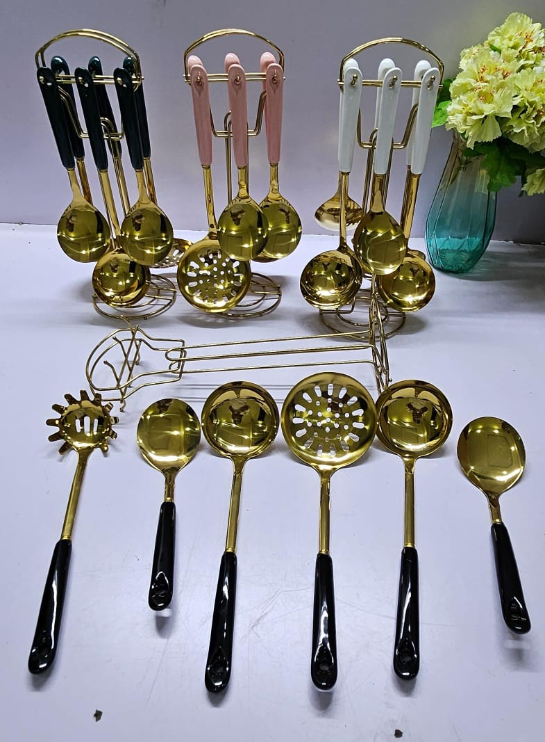 Golden Serving Spoon Set