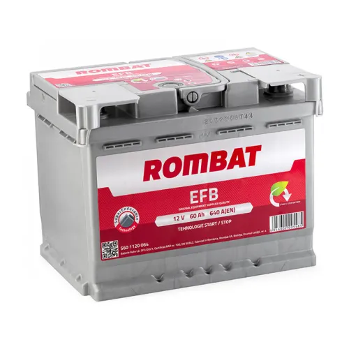 Acumulator Start-Stop EFB 60 Ah Rombat 640 A Pornire