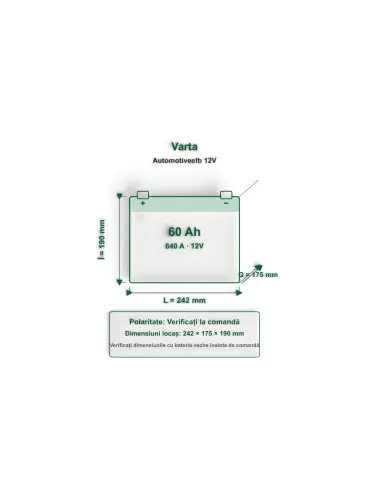 Acumulator Start-Stop EFB 60 Ah Varta 640 A Pornire Automotive