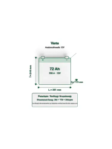 Acumulator Start-Stop EFB 72 Ah Varta 760 A Pornire Automotive
