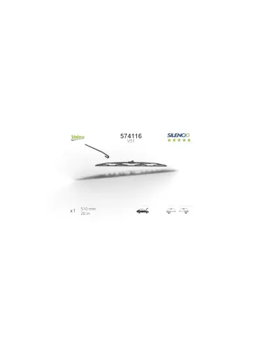Ștergător Parbriz Valeo Silencio 510 mm, Cadru Metalic