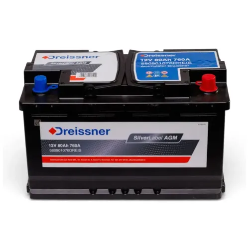 Acumulator Start-Stop AGM 80 Ah Dreissner 760 A Pornire Silverlabel