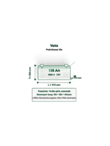 Acumulator Start-Stop EFB 190 Ah Varta 1050 A Pornire Professional