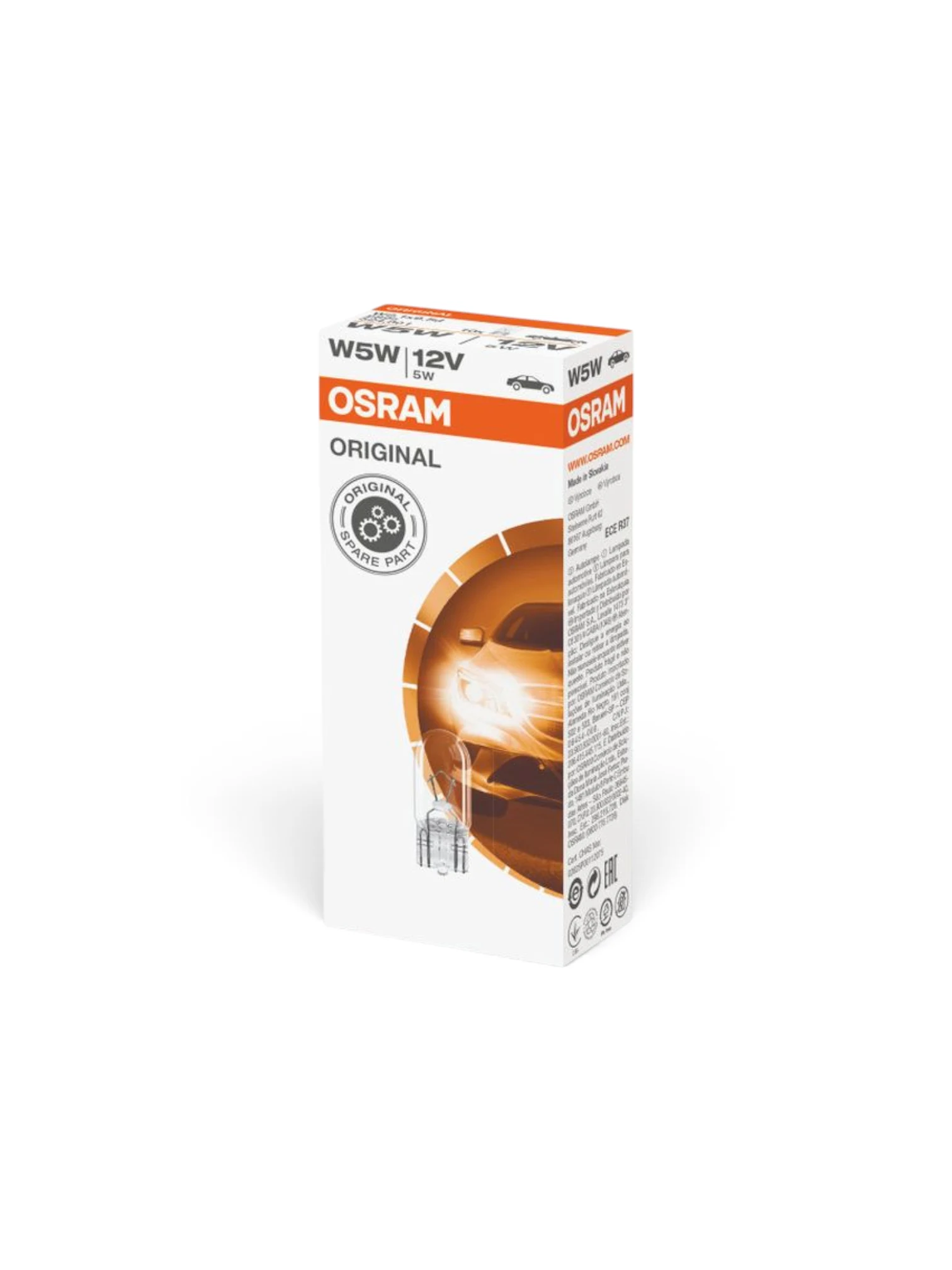 Bec W5W Halogen Osram Fara Soclu Alb 12V 5W