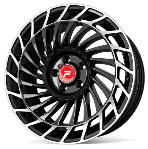 Jantă aliaj R18 negru față șlefuită FLOWTEC Spinn — 5×112, ET30
