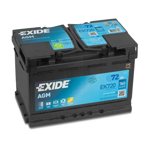Acumulator Start-Stop AGM 72 Ah Exide 760 A Pornire