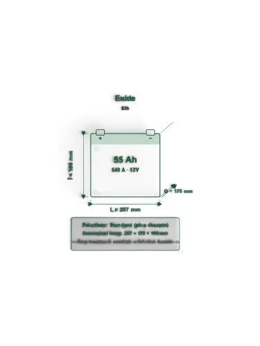 Acumulator Start-Stop EFB 55 Ah Exide 540 A Pornire