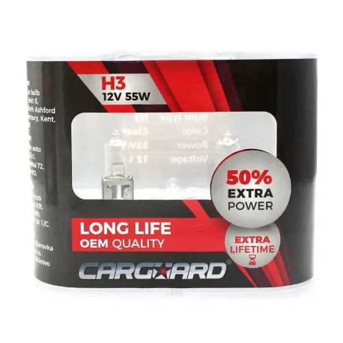 Set de 2 becuri Halogen H3, 55W +50% intensitate - Long Life Carguard