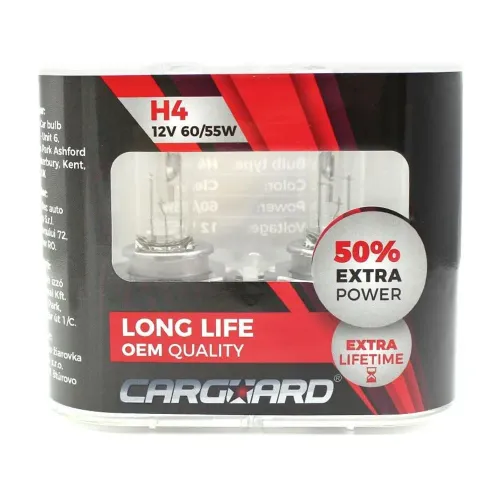Set de 2 becuri Halogen H4, 55W, +50% intensitate - Long Life Carguard