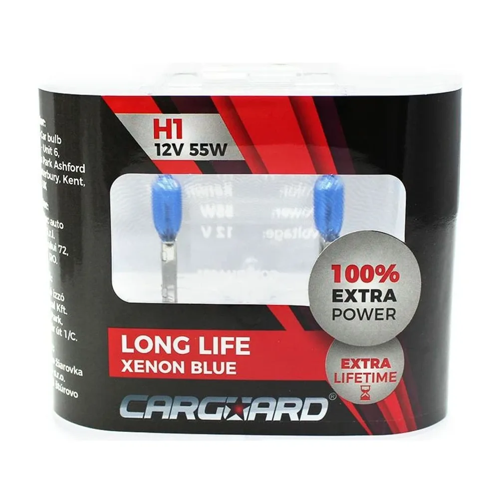 Set de 2 becuri Halogen H1 +100% intensitate - Long Life Carguard