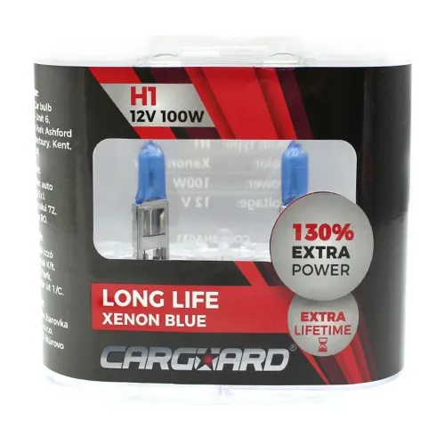 Set de 2 becuri Halogen H1, 100W +130% intensitate - Long Life Carguard