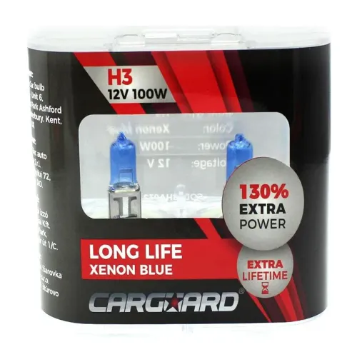Set de 2 becuri Halogen H3, 100W +130% intensitate - Long Life Carguard