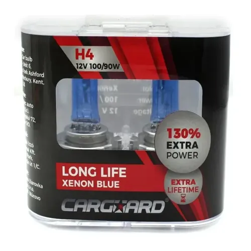 Set de 2 becuri Halogen H4, 100W +130% intensitate - Long Life Carguard