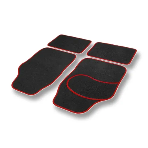 Set covorașe auto textile universale 64×44 cm | 44×29 cm - negru - roșu Carguard