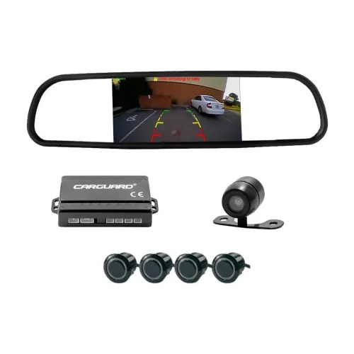 Set senzori de parcare cu camera video și ecran în oglinda retrovizoare Carguard