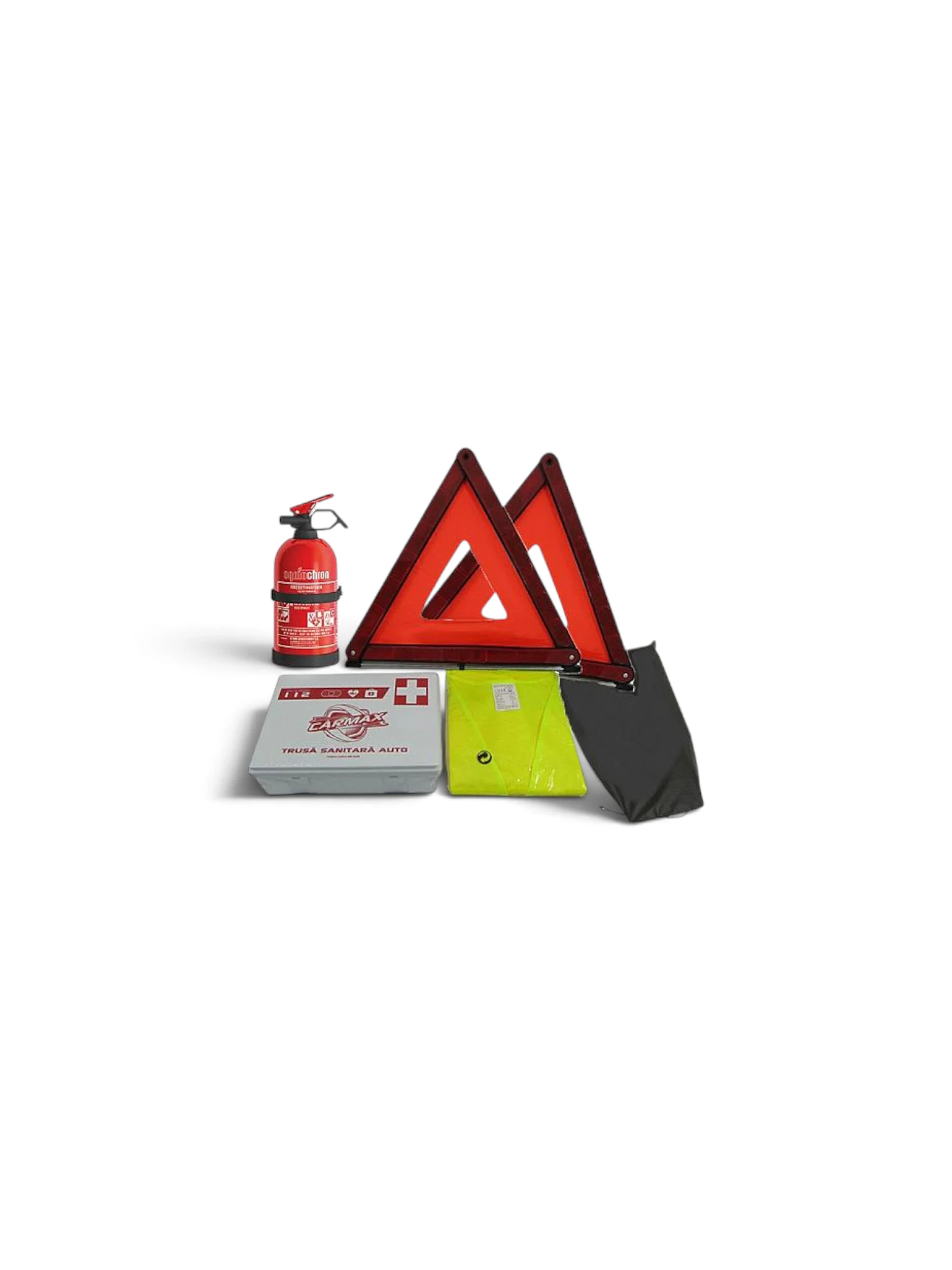KIT SIGURANTA AUTO - 5 BUC (VESTA, TRUSA, STINGATOR-P1, TRIUNGHI 2 BUC) - sac